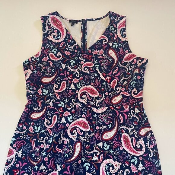Talbots Dress Ruffle Sleeveless Cotton Paisley Colorful Spring Beach Travel Pink - Picture 2 of 7